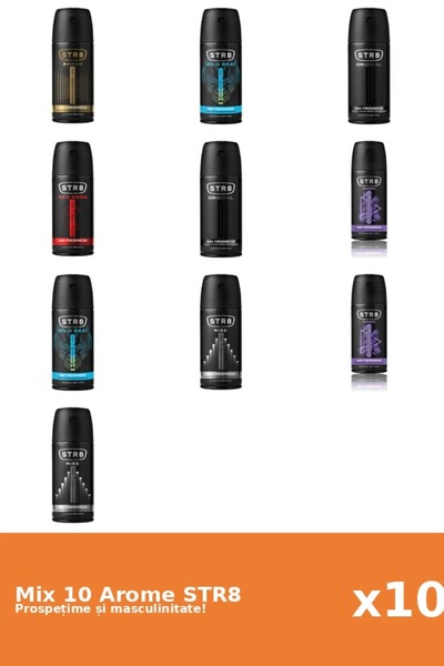str8 Set 10 Mix STR8: 1x Înainte, 2x Joc, 2x Original, 1x Cod Roșu, 2x Ascens...