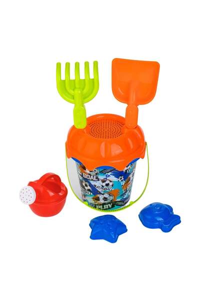 OEM Κουβάς Παραλίας Μπλε Ποδοσφαιράκι Ø16x13.5cm & 5 Αξεσουάρ