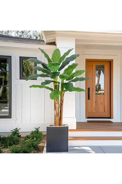 Garvee Artificial Banana Tree with Grey Planter, Faux Banana Leaf Plant for H...