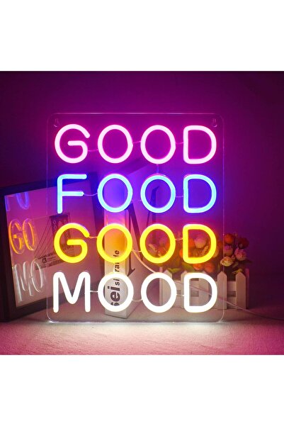 Slasa Good Food Good Mood LED Neon Sign 30x36 cm Wall Light for Kitchen & Café