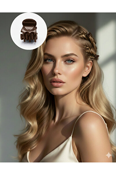 OMAC Kahverengi Lastik Kancalı Toka 1 Adet | Saç Toplama ve Sabitleme Aparatı