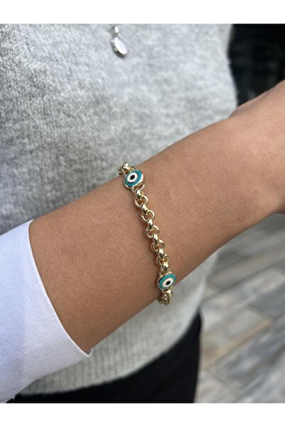 Tep's Jewellery Mineli Nazar Boncuklu Gümüş Bileklik