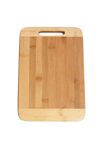 PUFO Bamboo wood kitchen chopping board with handle, brown, 30 x 20 cm, unive...