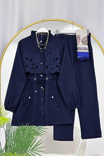 VOLT CLOTHİNG Set din două piese cu detalii din dantelă și pantaloni