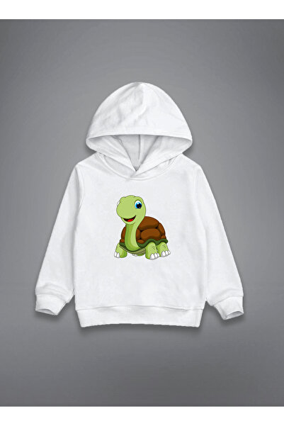 MODA Детска суитшърт с качулка с принт на костенурка
