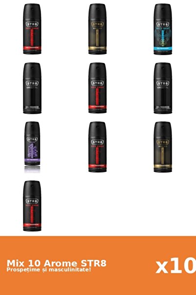 str8 Set 10 Mix STR8: 2x Înainte, 1x Joc, 2x Original, 4x Cod Roșu, 1x Ritm Wild