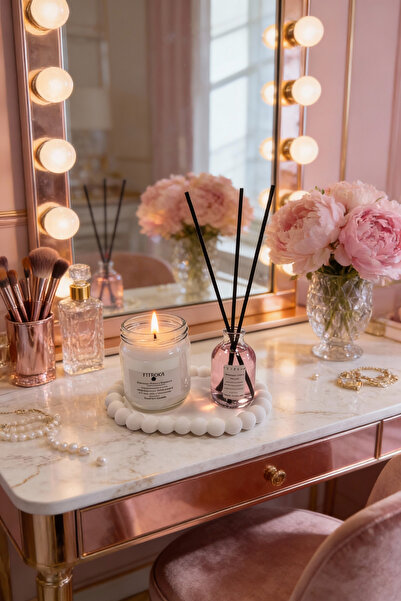 Fitruka Japanese Cherry Blossom Kokulu Mum & Oda Kokusu Seti – Dekoratif Tepsili