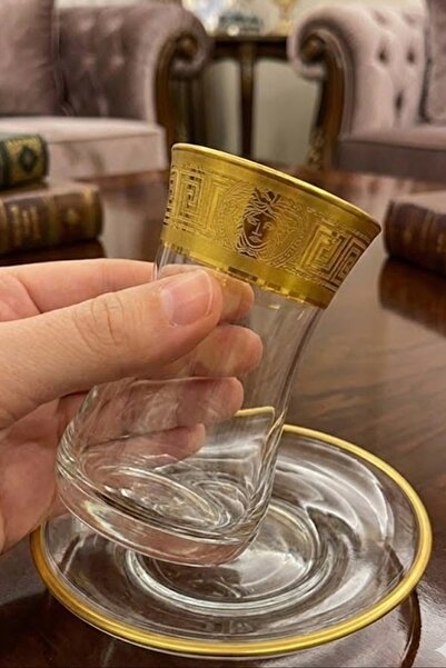 DECOSTYLE Vsc Matte Gold Paşabahçe Heybeli 12 Piece Tea Set |   Stylish Patte...