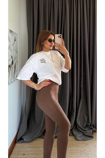 Daves Sporcu Fitilli Yüksek Bel Dikişsiz Örme Fitilli Tayt