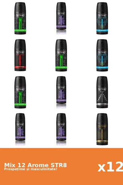 str8 Set 12 Mix STR8: 1x Înainte, 3x FR34K, 4x Joc, 1x Cod Roșu, 1x Ascensiun...