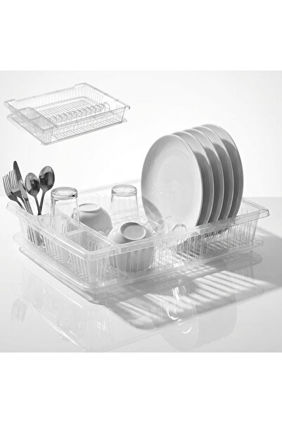Salestore.ro Dish Drainer Rack with Tray for Plates, Cutlery, Glasses & Mugs,...