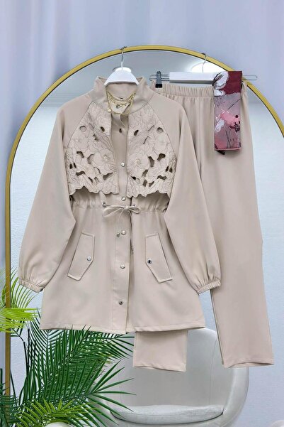 VOLT CLOTHİNG Lace Detailed Trousers Double Suit