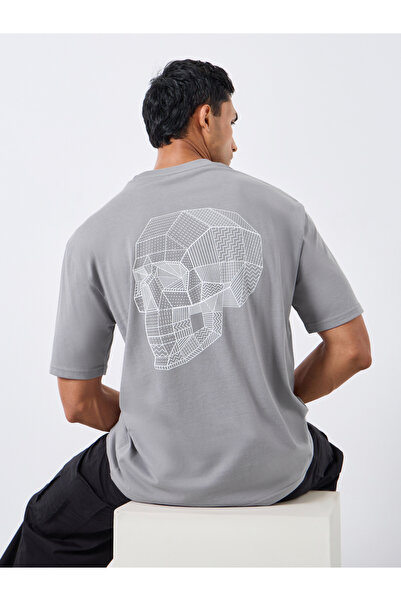 Styli Men Grey Graphic Print Oversized T-Shirt