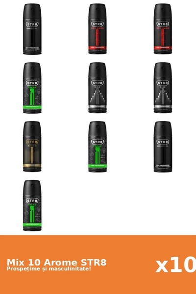 str8 Set 10 Mix STR8: 1x Înainte, 3x FR34K, 2x Original, 2x Cod Roșu, 2x Creș...