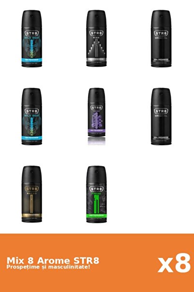 str8 Set 8 Mix STR8: 1x Ahead, 1x FR34K, 1x Game, 2x Original, 1x Rise, 2x Wi...