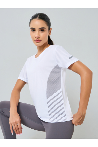 Styli Women Reflective Stripe Short Sleeve Top