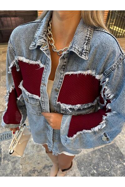 Sep Butik Denim Jacket Standard Loose Knitted