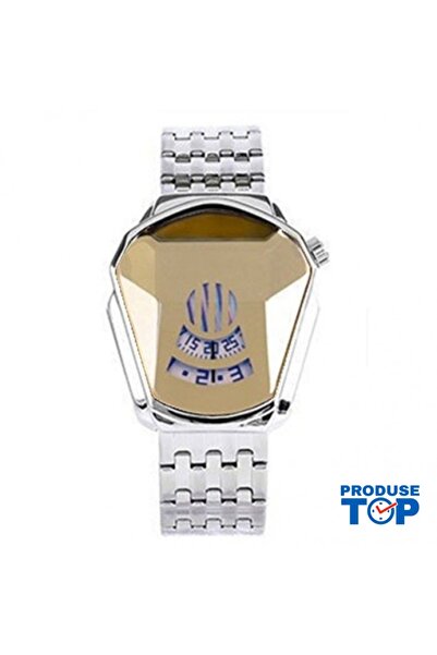 Produse.Top Men's Sport Fashion Watch Silver Gold with Silver Metal Bracelet