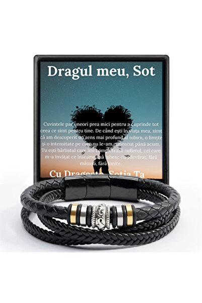 OEM Cadou Sot - bratara din piele cu mesaj de Dragoste