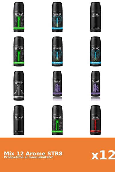 str8 Set 12 Mix STR8: 3x FR34K, 2x Joc, 2x Original, 1x Cod Roșu, 1x Rise, 3x...