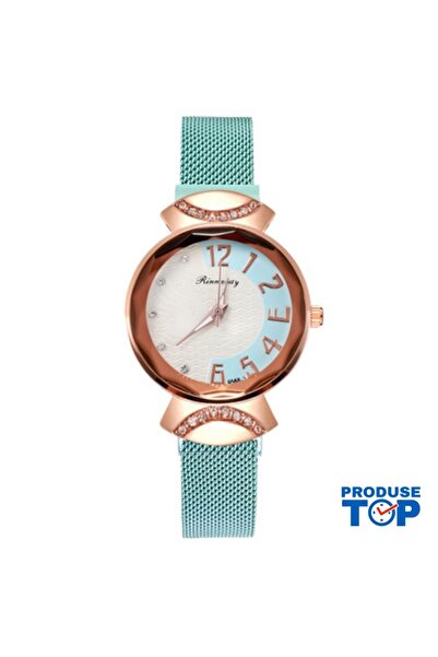 QUARTZ Casual Women's Watch with Magnetic Bracelet and Two-Color Dial and Tur...