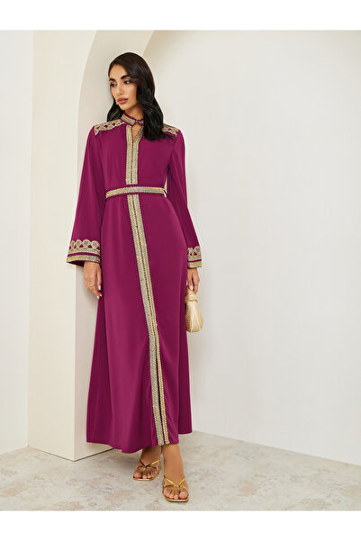 Styli Women Magenta Gold Embroidery Kaftan