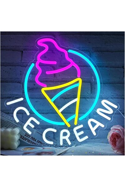 Slasa Ice Cream Neon Sign LED Wall Light for Party Shop Home Decor 35 x 34 cm