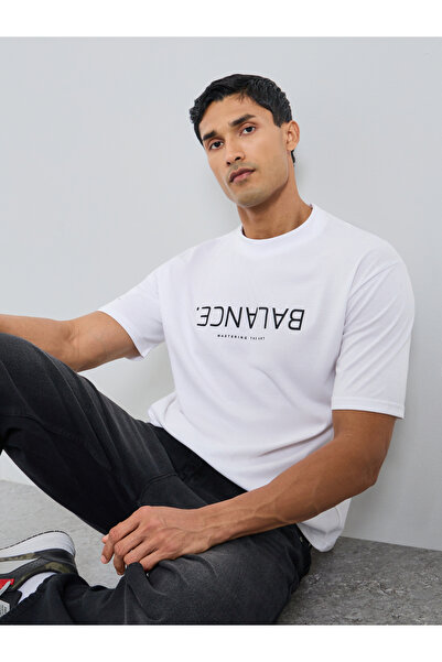 Styli Men White Graphic Slogan Crew Neck T-Shirt