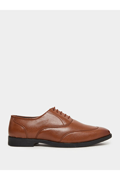 Styli Men Brown Leather Oxford Shoes