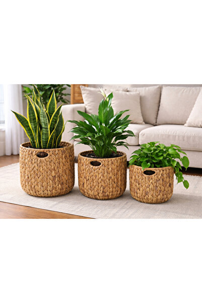 ALLEGRI Large Size 3-Piece Knitted Wicker Saddle Basket Cobalt Warm Basket Or...