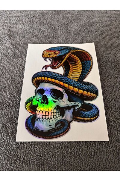 otopaspascım ملصق جمجمة - ملصق جمجمة ثلاثي الأبعاد - ملصق هولوغرام (15x9)