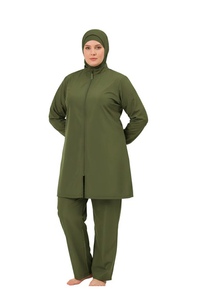 BAE MODEST Women's Mid Length Full Sleeves Solid Color Plus Size Burkini Isla...