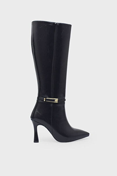 Beety Women's Heeled Leather Boots Black Akyn168.2005