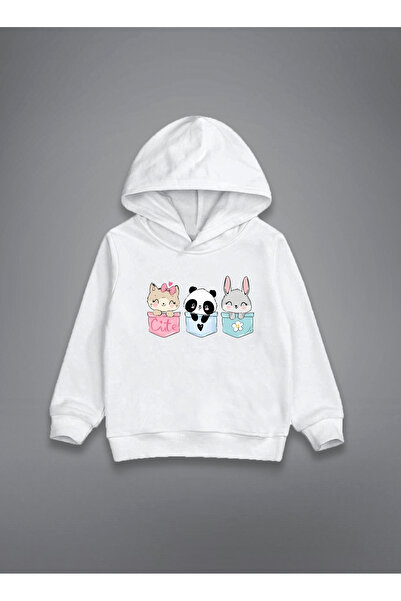 MODA Animal Kingdom με τύπωμα Λευκό παιδικό φούτερ με κουκούλα