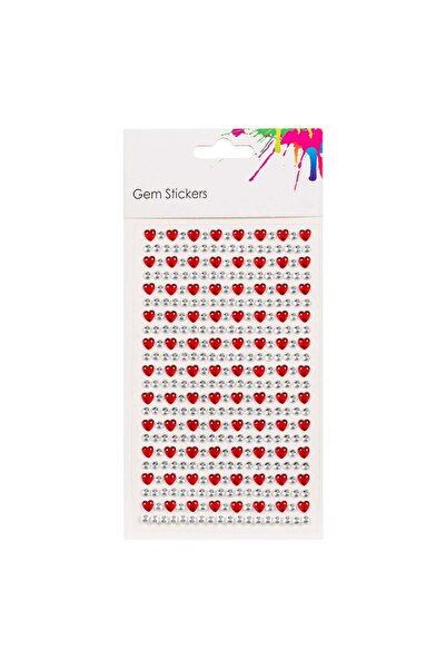 OEM Autocolante Decorative Acrilice Inimi Rosii Stras Argintiu - 342buc