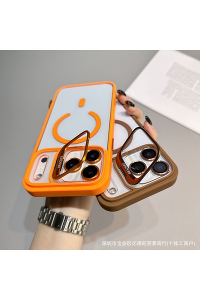 Bracket case غطاء حماية لهاتف آيفون 17 برو ماكس مع حامل وغطاء معدني متوافق مع...