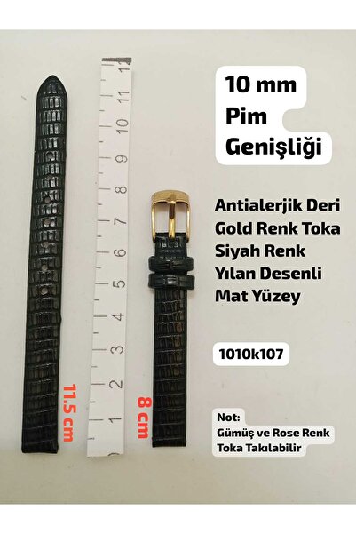 Brality 10 mm Compatible - Wristwatch Strap Black Color Snake Pattern Model w...