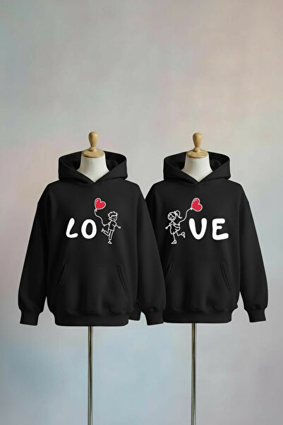 Vordevia Dear Couple Combination Printed Cotton 3 Thread O Oversized Sweatshirt