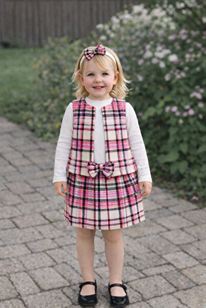 ygz junior Skirt Vest Blouse Bandana 4-Piece Girls' Set