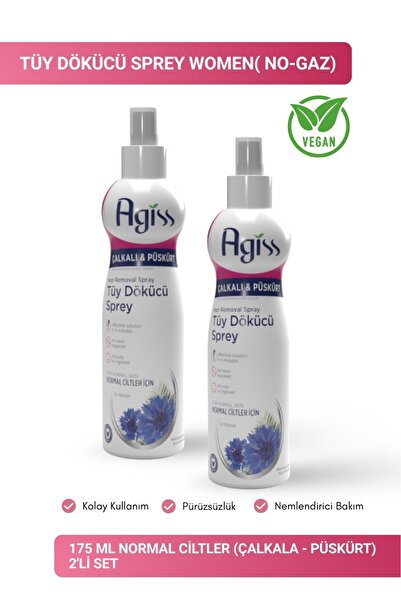 AGISS Tüy Dökücü Sprey Woman(No-Gaz) 175ml Normal Ciltler(Çalkala-Püskürt) 2'...