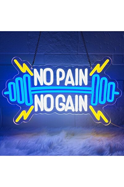Slasa No Pain No Gain LED Neon Sign 20x36 cm Wall Light for Gym & Sports Room