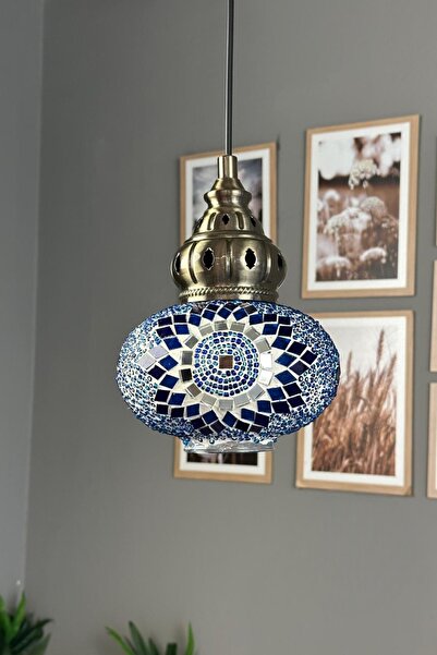 Bamyum Noura Mozaik-E Cam Tekli Avize Eskitme King Başlık Retro Sarkıt Lamba ...