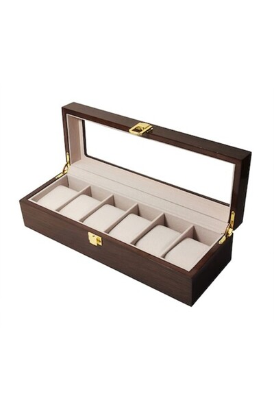 OEM Wooden Watch Box in Walnut Color for 6 Watches