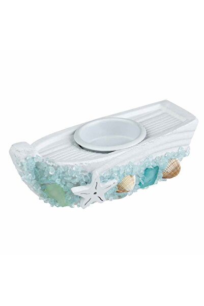 OEM Suport pentru Lumanari de Lemn Barcuta Scoici cu Plasa 4x13.5cm.