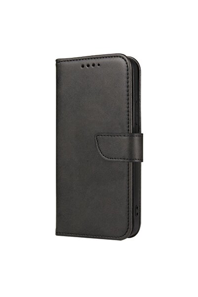 OEM Husă Vivo V25 Neagră cu Magnet și Stand - Carcasă cu Flip din Piele Ecolo...