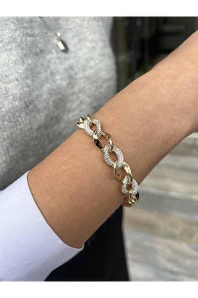 Tep's Jewellery Hallow Taşlı Gümüş Zincir Bileklik