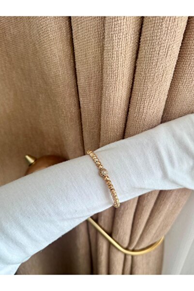 Tasarım Rose Gold Renk Tek Sıra Zirkon Taşlı Dorika Bileklik