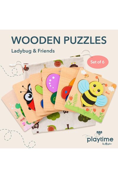 Silly fish Magifire Wooden Puzzles, Set of 6 Puzzle Toys for Kids Toddlers 1–3