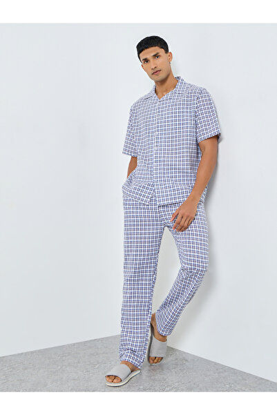 Styli Men Relaxed Fit Checked Shirt and Pyjama Set