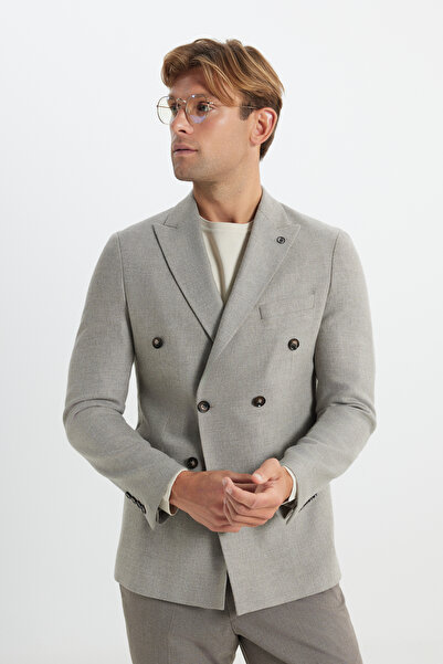 ALTINYILDIZ CLASSICS Men's Mink Wool Slim Fit Slim Fit Swallow Collar Cover P...